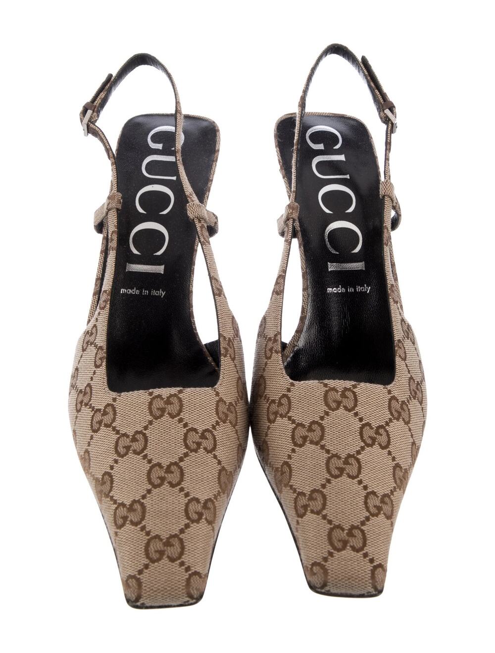 Gucci GG Canvas Canvas Slingback Pumps size 39 NWOT